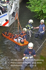 25.06.2014 - Einsatztraining Personenrettung aus dem Mühlbach - Freiw. Feuerwehr Baden-Stadt