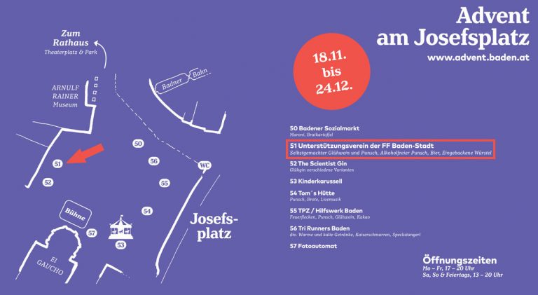 Punschhtte am Josefsplatz  Badener Adventmeile 2022